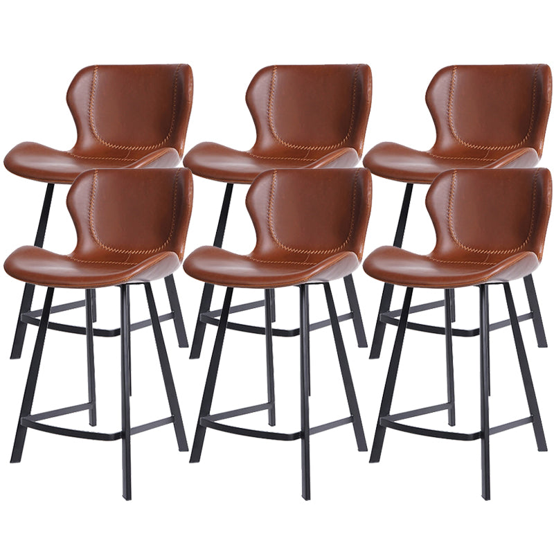 Modern Leather Bar Stool Low Back Footrest Counter Stool for Bristol