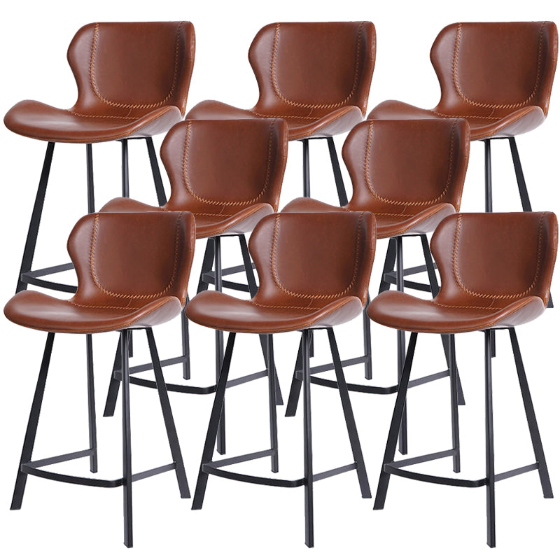 Modern Leather Bar Stool Low Back Footrest Counter Stool for Bristol
