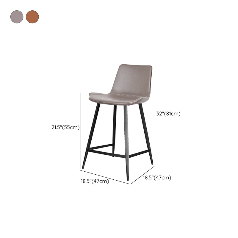 Modern Leather Bar Stool Low Back Footrest Counter Stool for Bristol