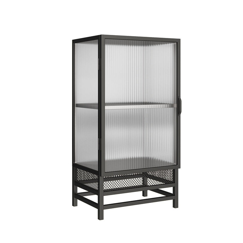 Glam Metal Curio Cabinet Glass Doors Display Cabinet for Living Room