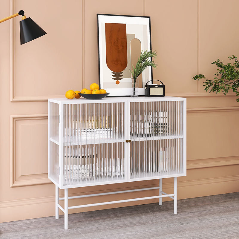 Modern Metal China Cabinet Glass Doors Storage Cabinet for Dining Room