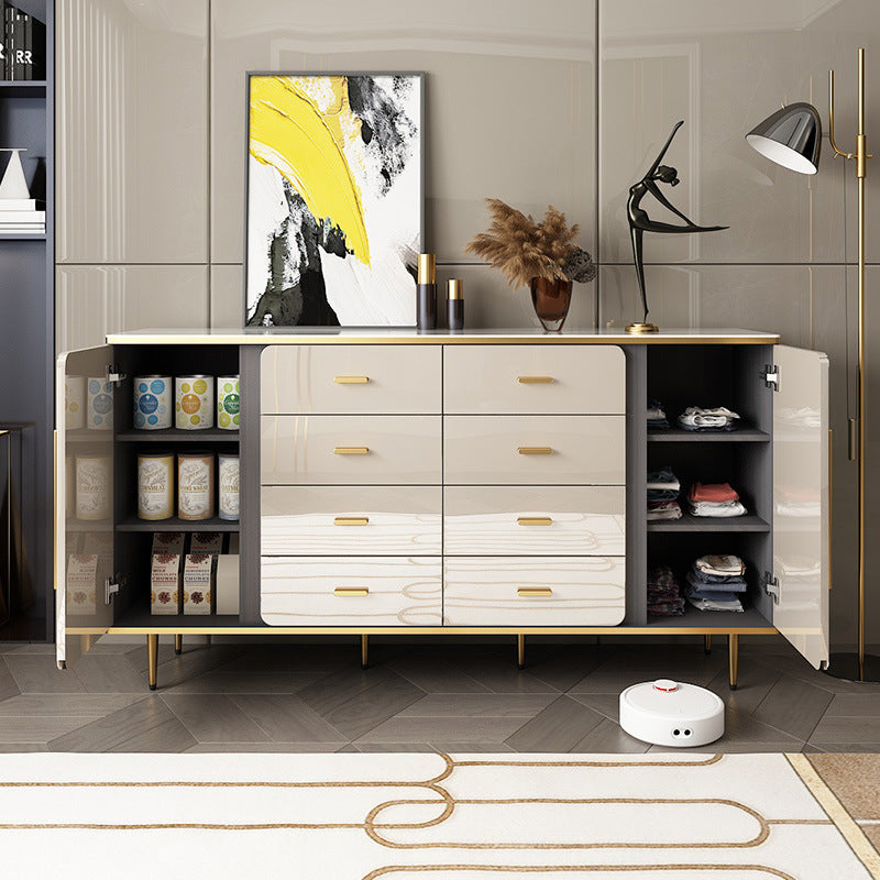 Glam Combo Dresser Wood Storage Chest Dresser with Metal Feet for Bedroom