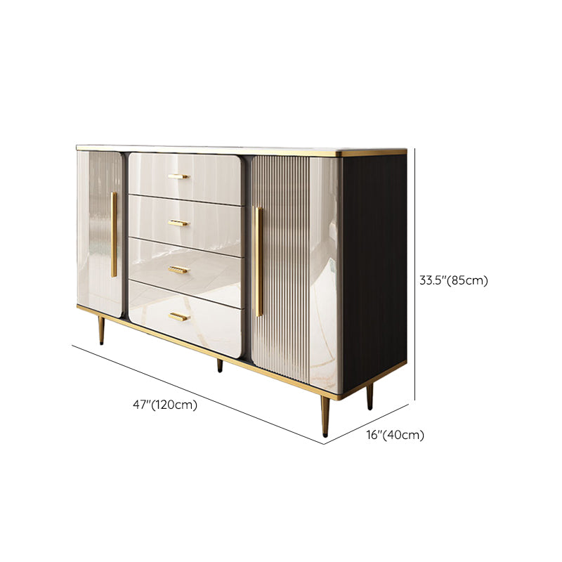 Glam Combo Dresser Wood Storage Chest Dresser with Metal Feet for Bedroom