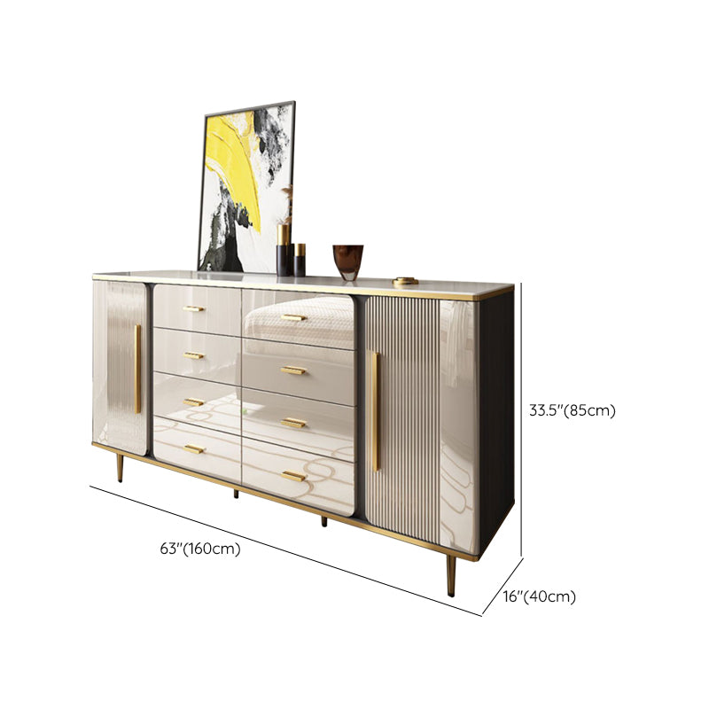 Glam Combo Dresser Wood Storage Chest Dresser with Metal Feet for Bedroom