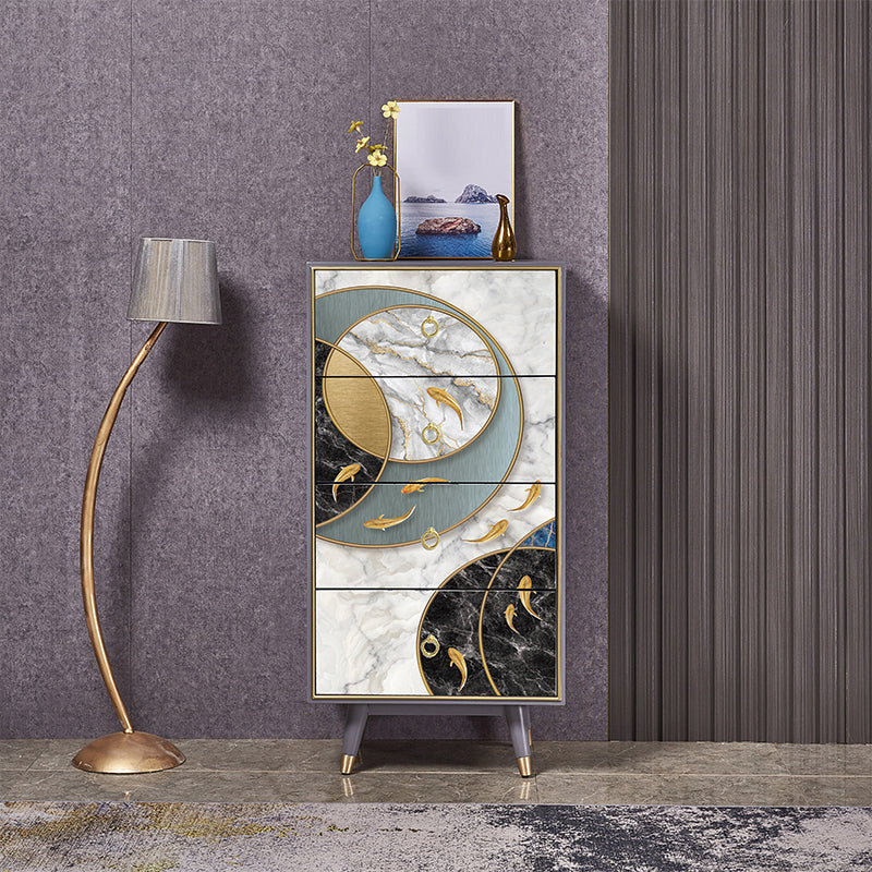 Wooden Storage Chest Dresser Classic Glam Storage Chest with Drawers