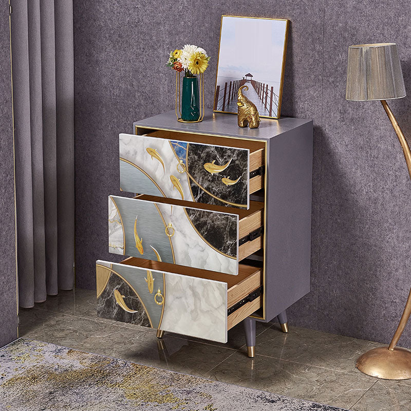 Wooden Storage Chest Dresser Classic Glam Storage Chest with Drawers