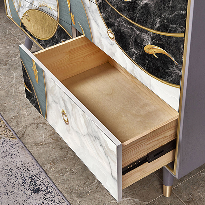 Wooden Storage Chest Dresser Classic Glam Storage Chest with Drawers