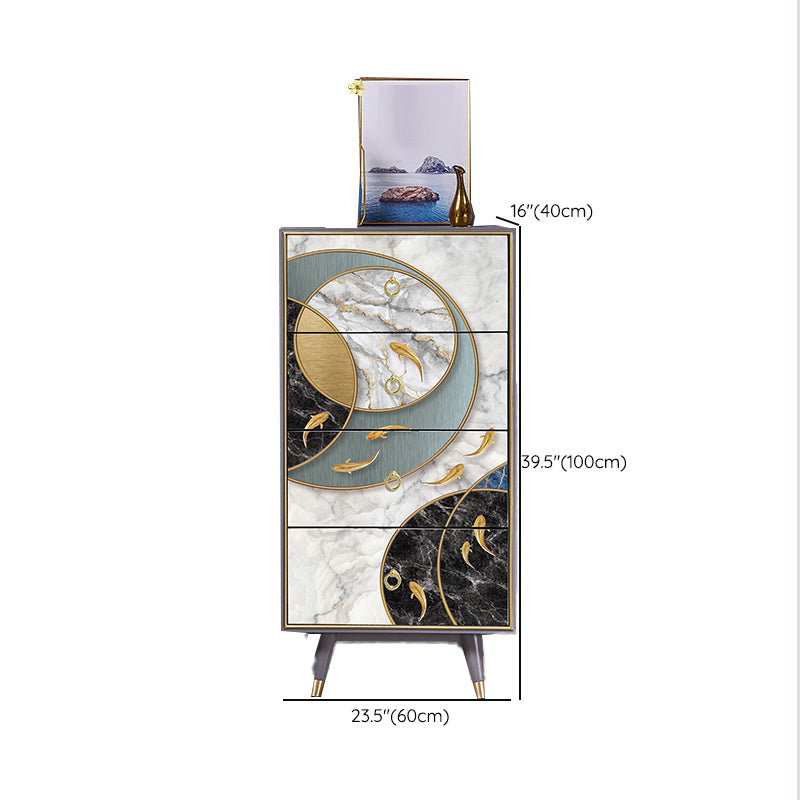 Wooden Storage Chest Dresser Classic Glam Storage Chest with Drawers