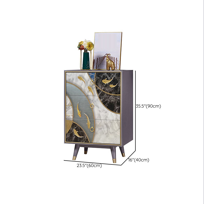 Wooden Storage Chest Dresser Classic Glam Storage Chest with Drawers