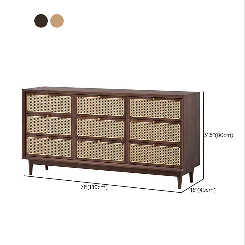 Traditional Storage Chest Dresser Wooden Chest with 9 Drawers