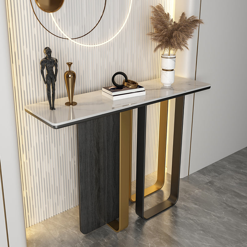 Stone Rectangle Console Table Modern 13.78"W Accent Table with 1 Shelf