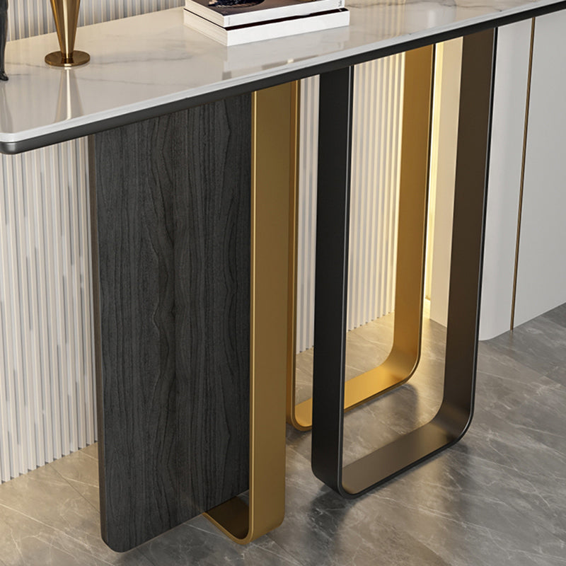 Stone Rectangle Console Table Modern 13.78"W Accent Table with 1 Shelf