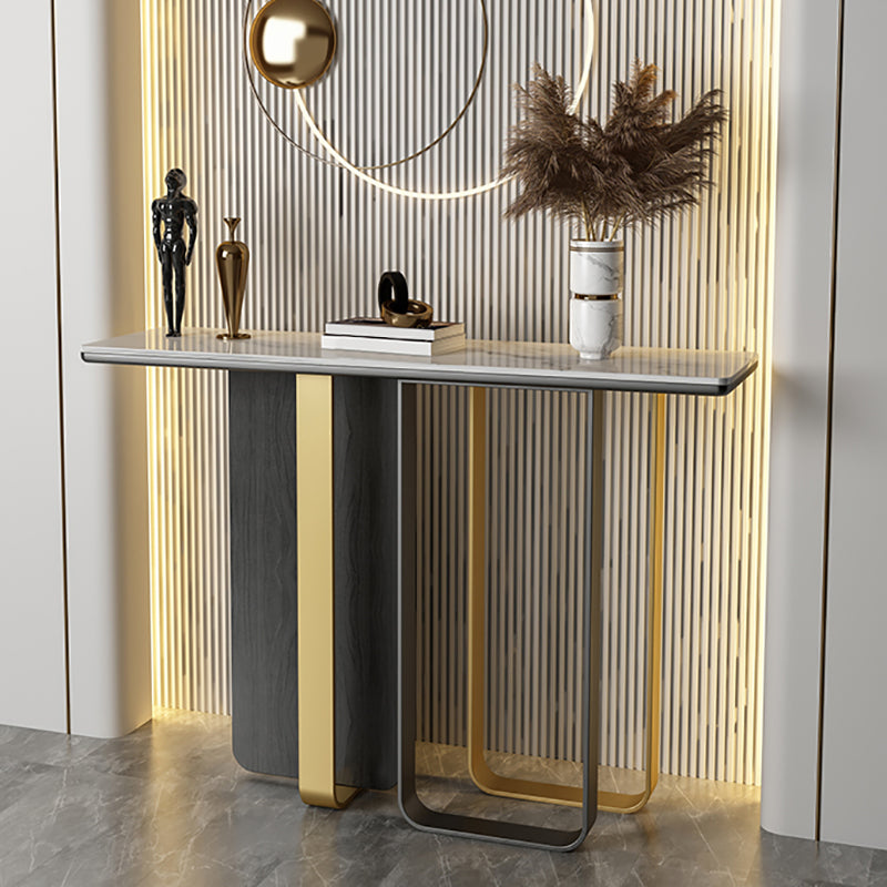 Stone Rectangle Console Table Modern 13.78"W Accent Table with 1 Shelf