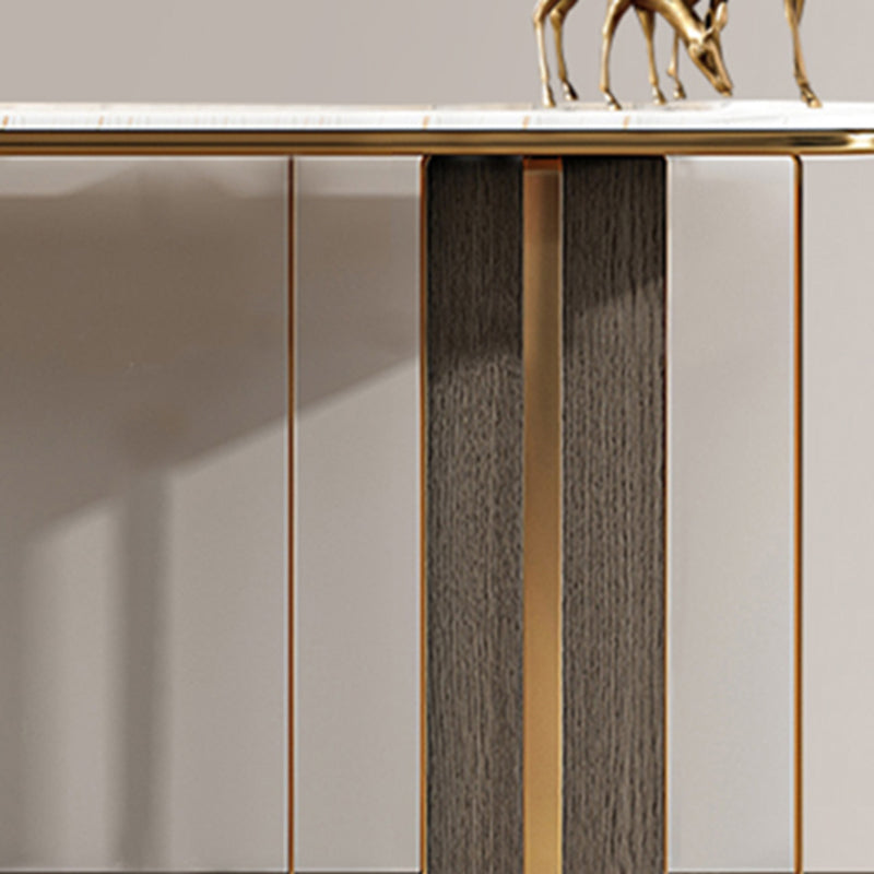 Glam 33.46" Tall Console Table Stone Oval Accent Table for Hall