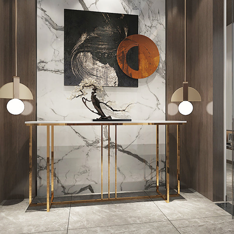 Glam Marble Console Table Rectangle Console Sofa Table for Hall
