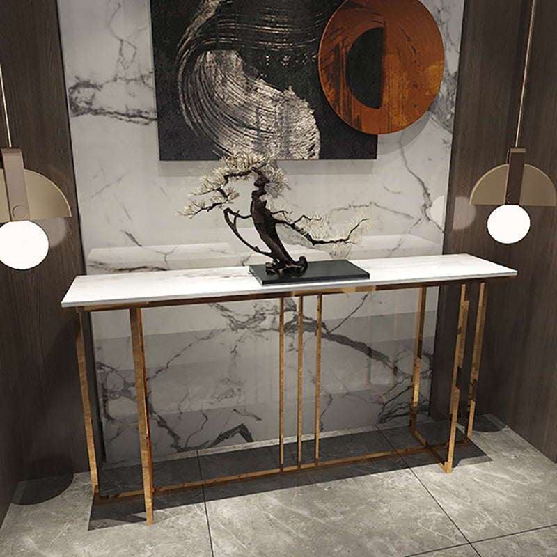 Glam Marble Console Table Rectangle Console Sofa Table for Hall