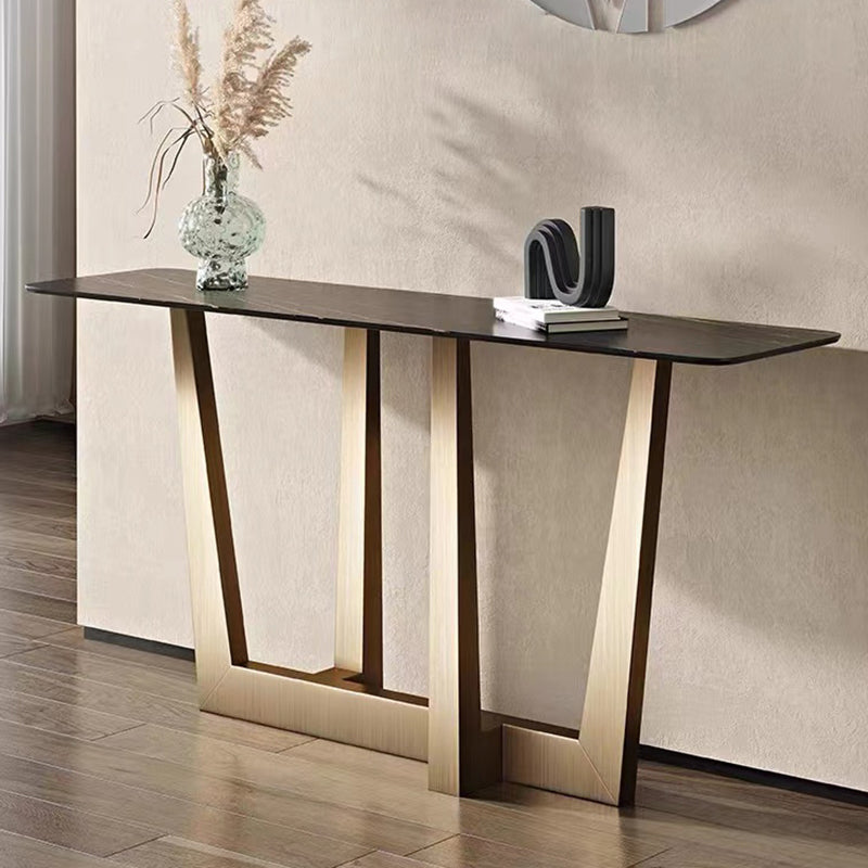 Stone Rectangular Console Table 1-shelf 31.5" Tall Accent Table