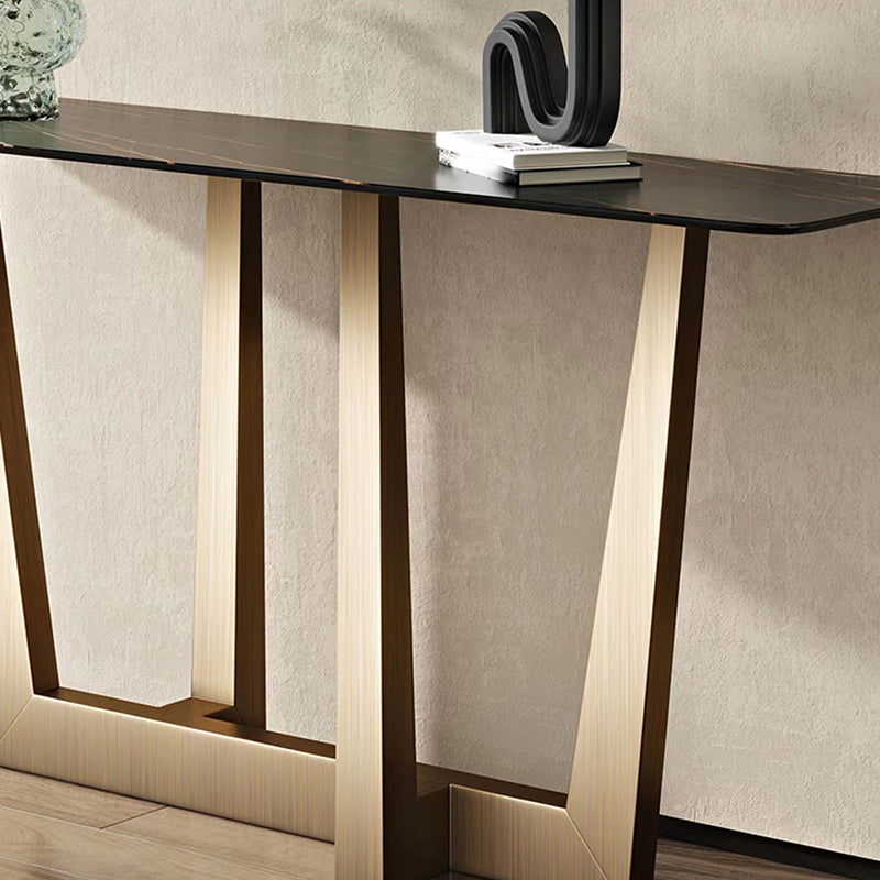 Stone Rectangular Console Table 1-shelf 31.5" Tall Accent Table