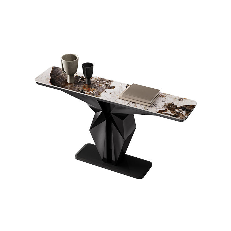 Glam Rectangle Console Table Stone Console Sofa Table for Hall