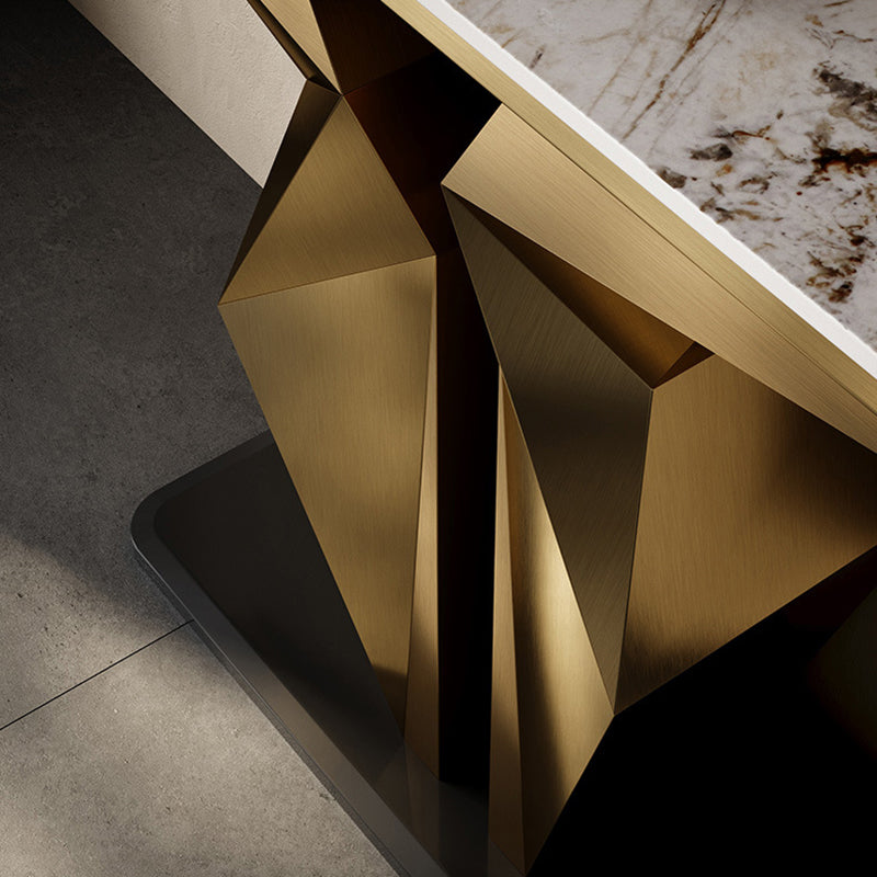 Glam Rectangle Console Table Stone Console Sofa Table for Hall