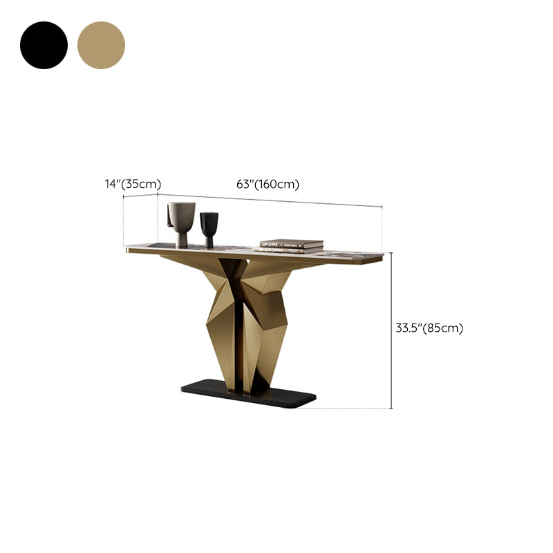 Glam Rectangle Console Table Stone Console Sofa Table for Hall