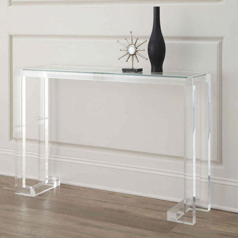 Acrylic Rectangle Accent Table Modern 1-shelf Console Table for Hall