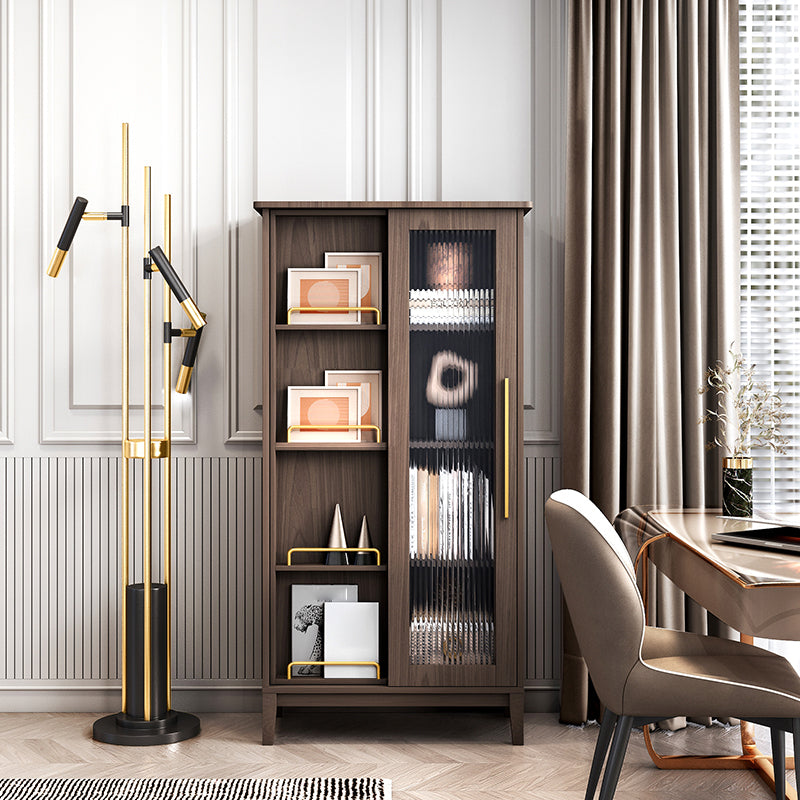 Glam Antique Finish Shelf Bookcase Standard Book Shelf with Shelves