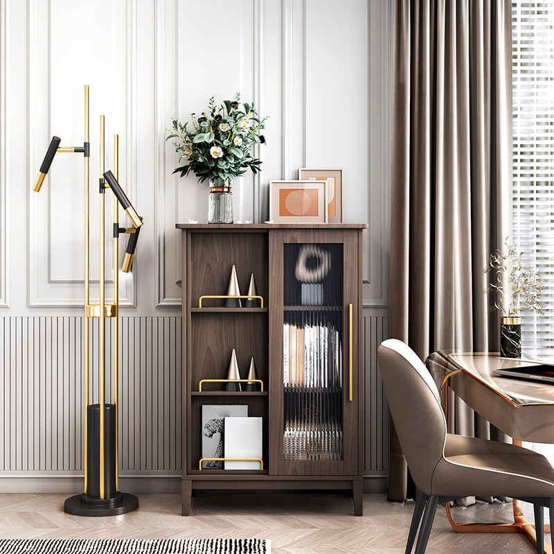 Glam Antique Finish Shelf Bookcase Standard Book Shelf with Shelves