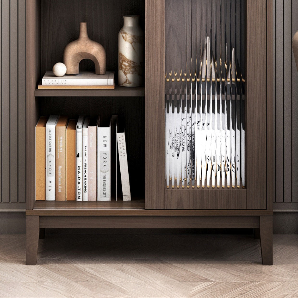 Glam Antique Finish Shelf Bookcase Standard Book Shelf with Shelves