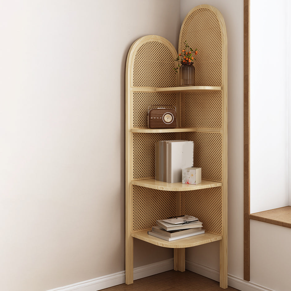 Contemporary Wooden Bookshelf Corner 4 Shelves Closed Back Bookcase