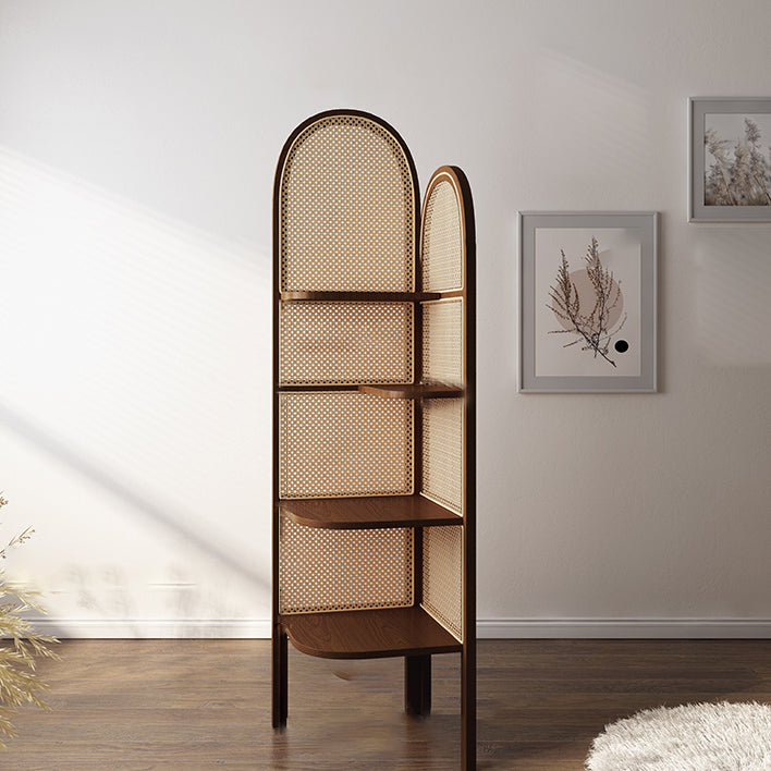 Contemporary Wooden Bookshelf Corner 4 Shelves Closed Back Bookcase