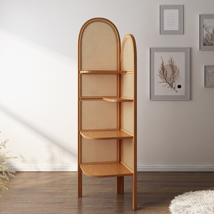 Contemporary Wooden Bookshelf Corner 4 Shelves Closed Back Bookcase