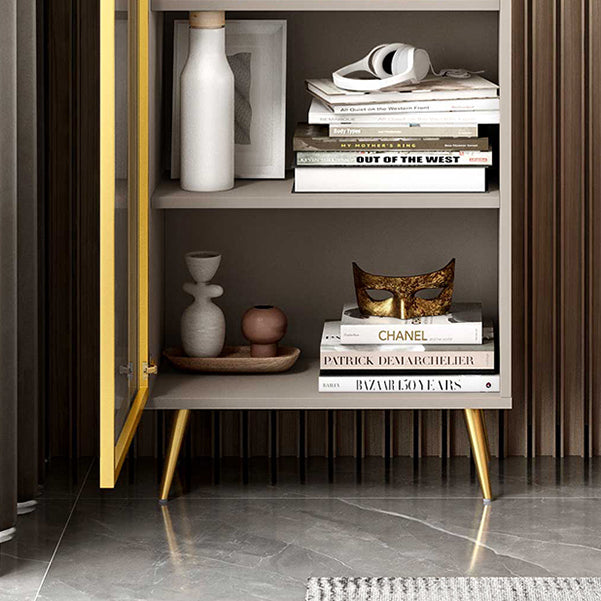 Glam Engineered Wood Bookcase Standard Closed Back Bookshelf with Cabinets