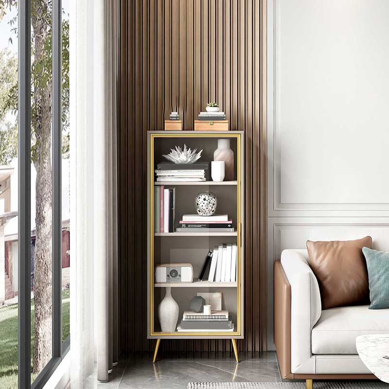 Glam Engineered Wood Bookcase Standard Closed Back Bookshelf with Cabinets
