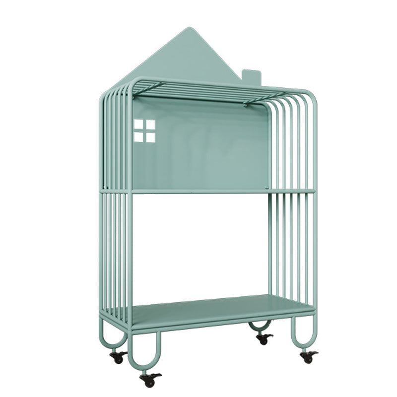 Contemporary Antique Finish Shelf Bookcase Metal Bookshelf with Shelves