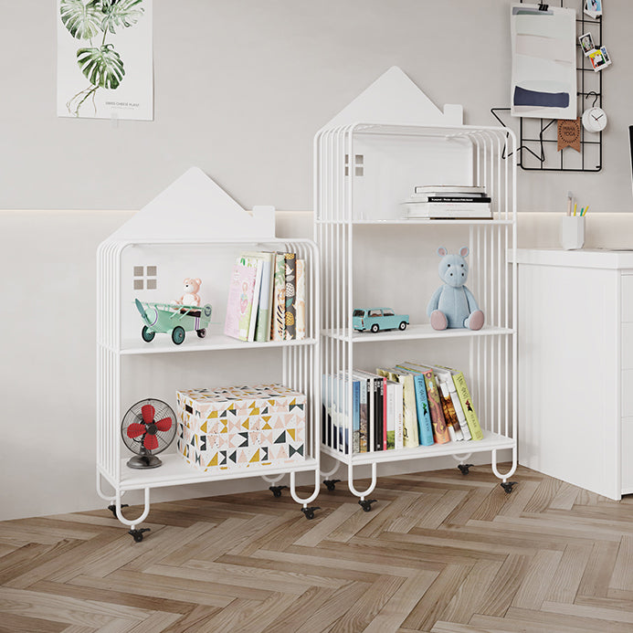 Contemporary Antique Finish Shelf Bookcase Metal Bookshelf with Shelves