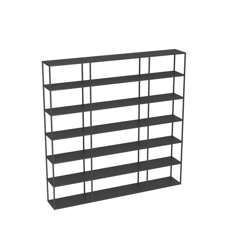 Contemporary Metal Bookcase Open Back Black Etagere Bookshelf