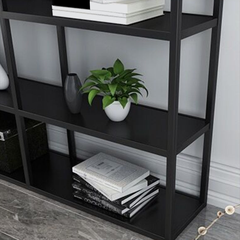 Contemporary Metal Bookcase Open Back Black Etagere Bookshelf