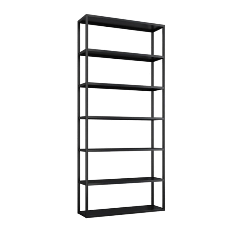 Contemporary Metal Bookcase Open Back Black Etagere Bookshelf