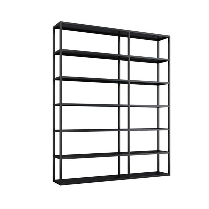 Contemporary Metal Bookcase Open Back Black Etagere Bookshelf