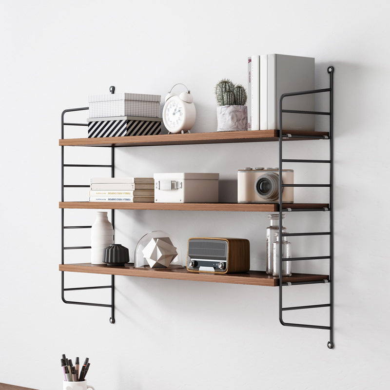 Engineered Wood Bookcase Floating Industrial Closed Back Bookshelf