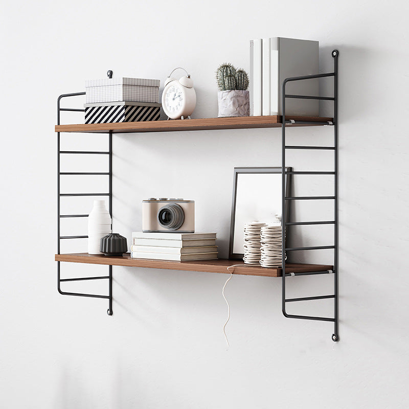 Engineered Wood Bookcase Floating Industrial Closed Back Bookshelf