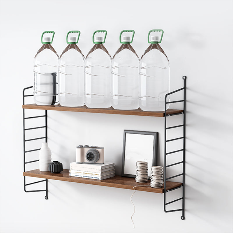 Engineered Wood Bookcase Floating Industrial Closed Back Bookshelf