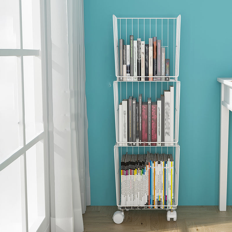 Floating Industrial Bookshelf Metal Frame Bookcase with Shelves