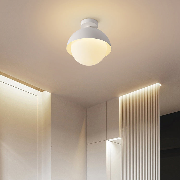 Metal Flush Mount in Black / White Ceiling Flush with Glass Ball Shade