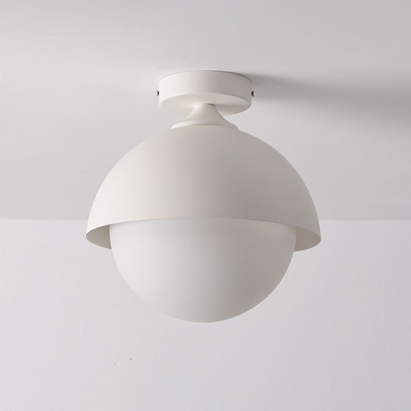 Metal Flush Mount in Black / White Ceiling Flush with Glass Ball Shade
