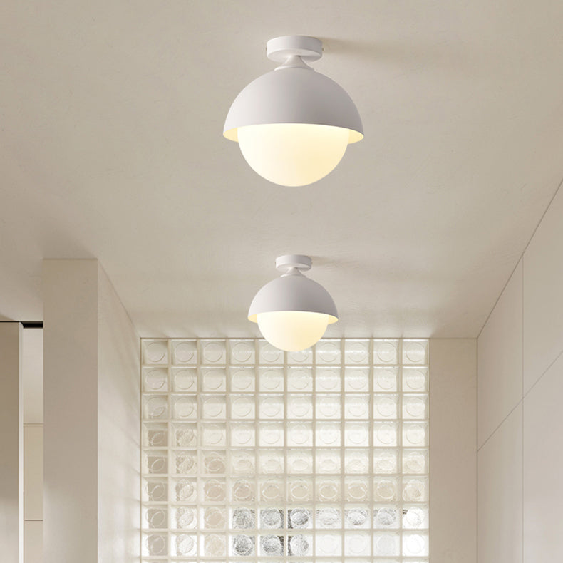 Metal Flush Mount in Black / White Ceiling Flush with Glass Ball Shade