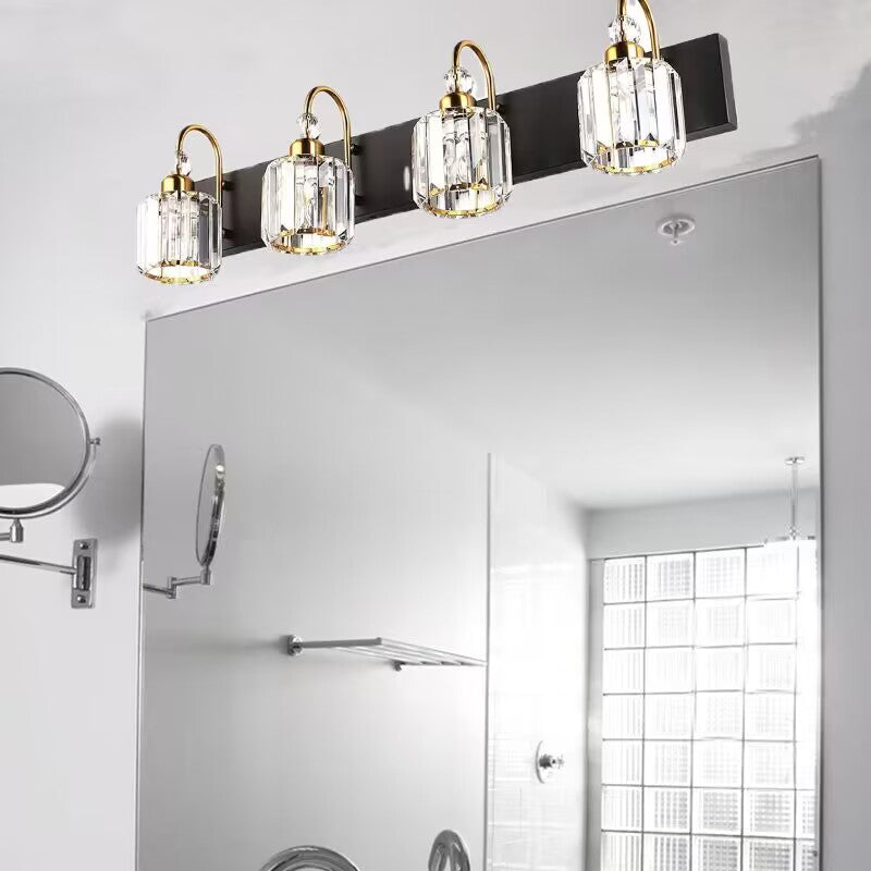 Nordic Style Vanity Light Cylinder Shape Vanity Lamp with Crystal Shade for Shower Room