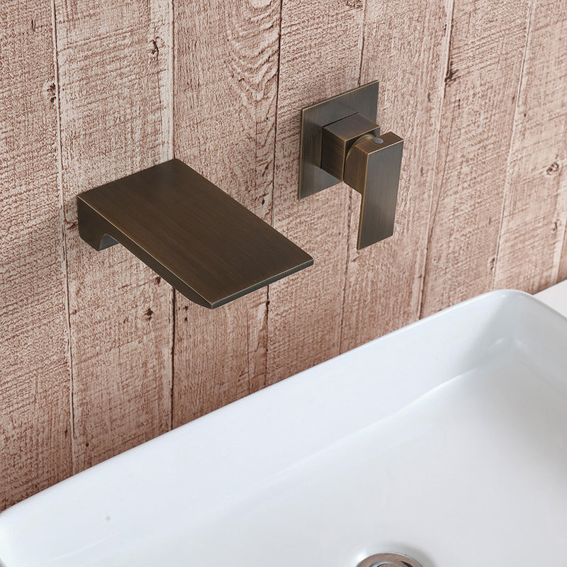 Modern Wall Mounted Bathroom Faucet Copper Single Handle Low Arc Vessel Faucet