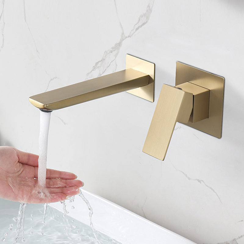 Modern Wall Mounted Bathroom Faucet Copper Low Arc Vessel Faucet for Bathroom